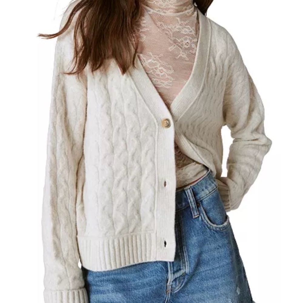 Lucky Brand Ivory Cable Knit Cardigan